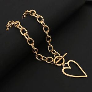 Gold Plated Large Heart Punk Necklace